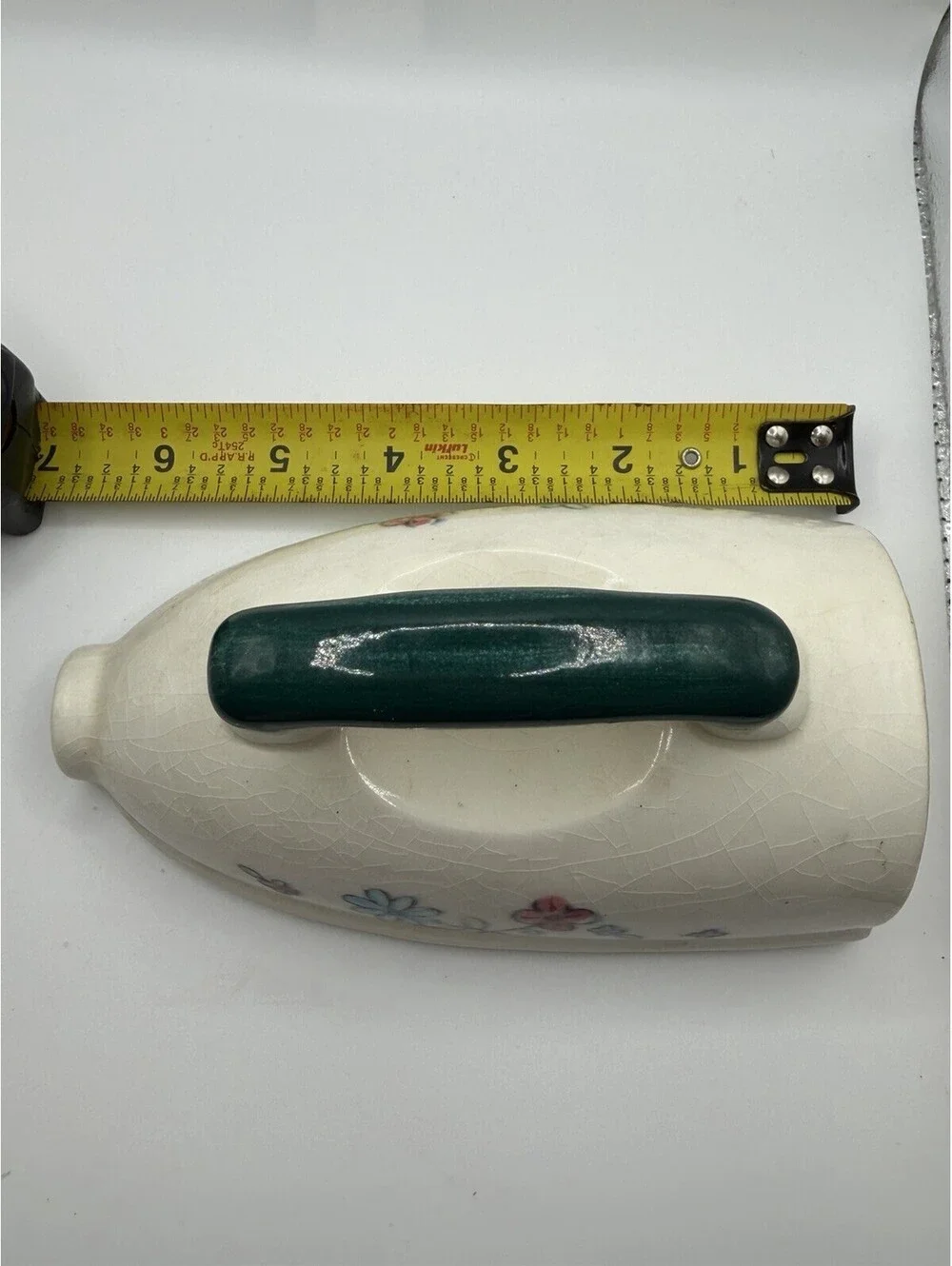 Vintage Ceramic Ironing Sprinkler Bottle Iron Shaped Bottle Flowers/Lady Rare
